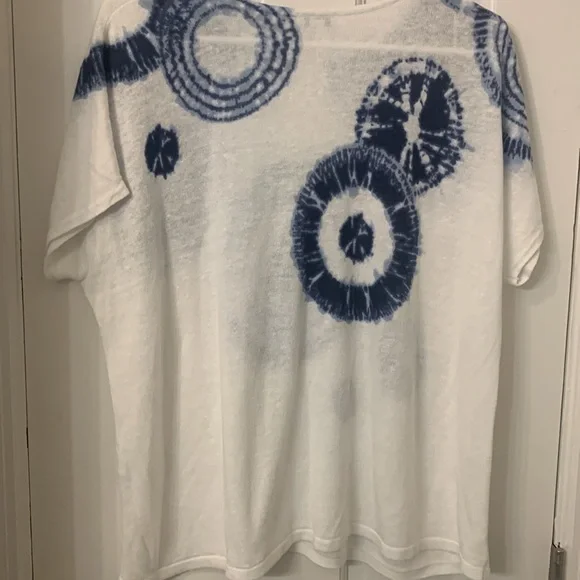 Pure Jill tie dye linen cotton blend top blue white petite small EUC - Picture 3 of 4